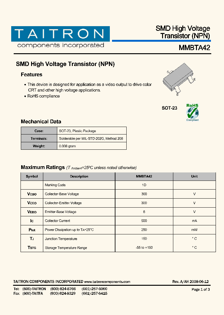 MMBTA42_4232213.PDF Datasheet