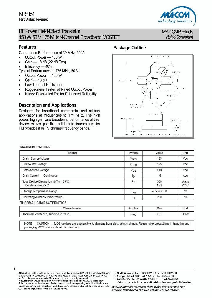 MRF151_4564252.PDF Datasheet