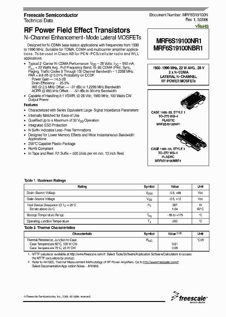 MRF6S19100N_4389055.PDF Datasheet