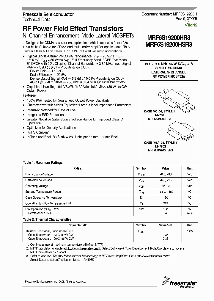 MRF6S19200H_4290768.PDF Datasheet