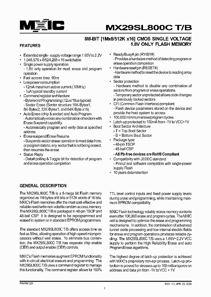 MX29SL800CBTI-90_4585976.PDF Datasheet