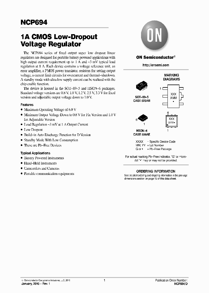 NCP694HSAN33T1G_4653601.PDF Datasheet