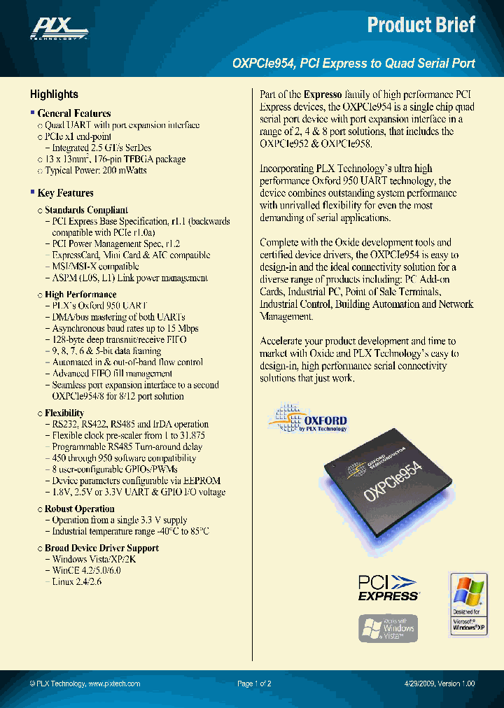 OXPCIE954_4527379.PDF Datasheet