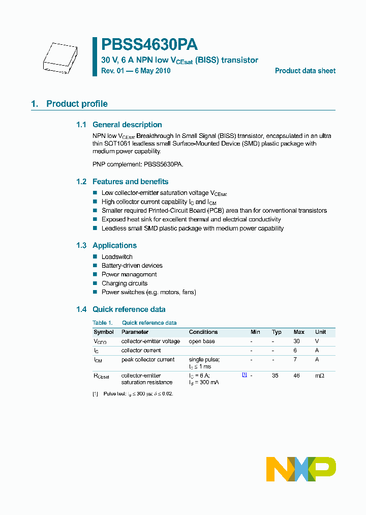 PBSS4630PA_4599422.PDF Datasheet