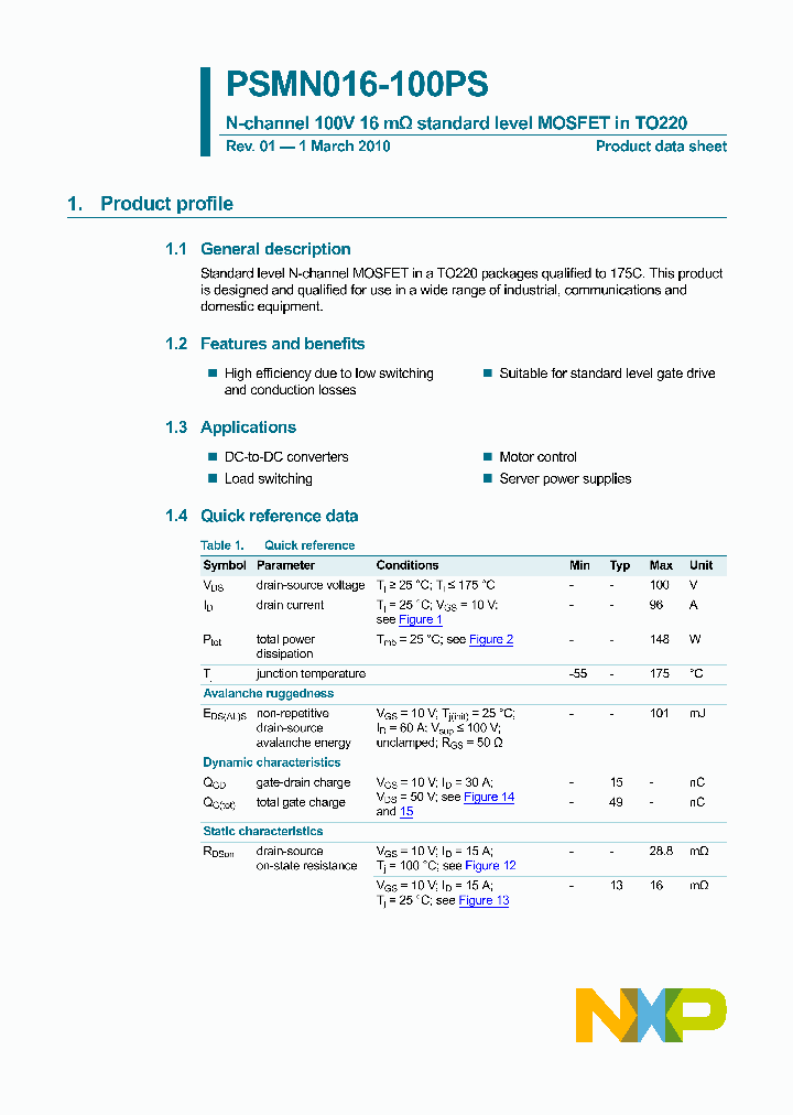 PSMN016-100PS_4670887.PDF Datasheet