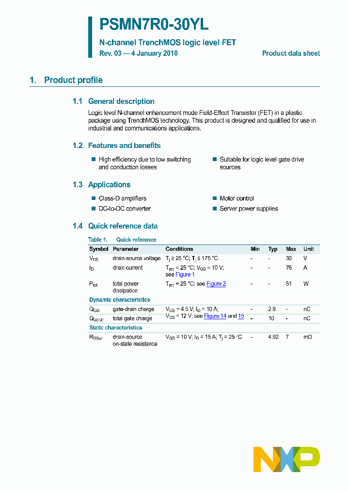 PSMN7R0-30YL10_4581665.PDF Datasheet