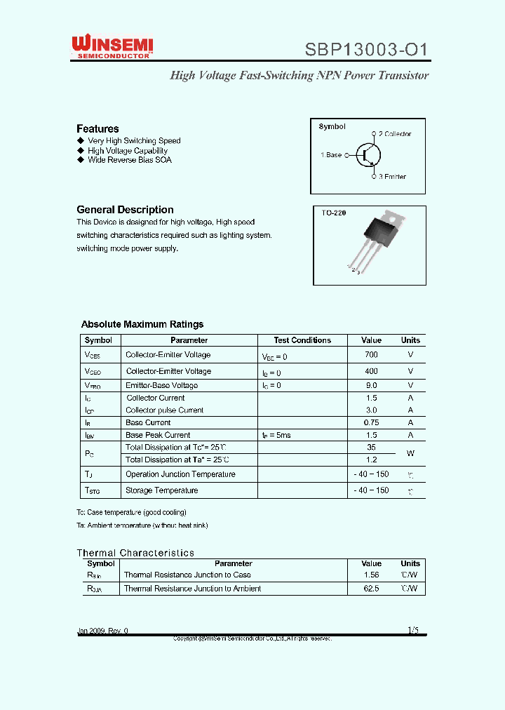 SBP13003-O1_4893298.PDF Datasheet