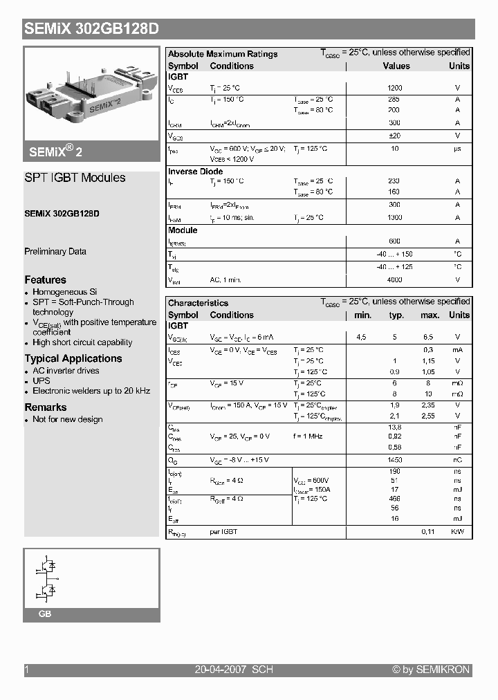 SEMIX302GB128D07_4184780.PDF Datasheet
