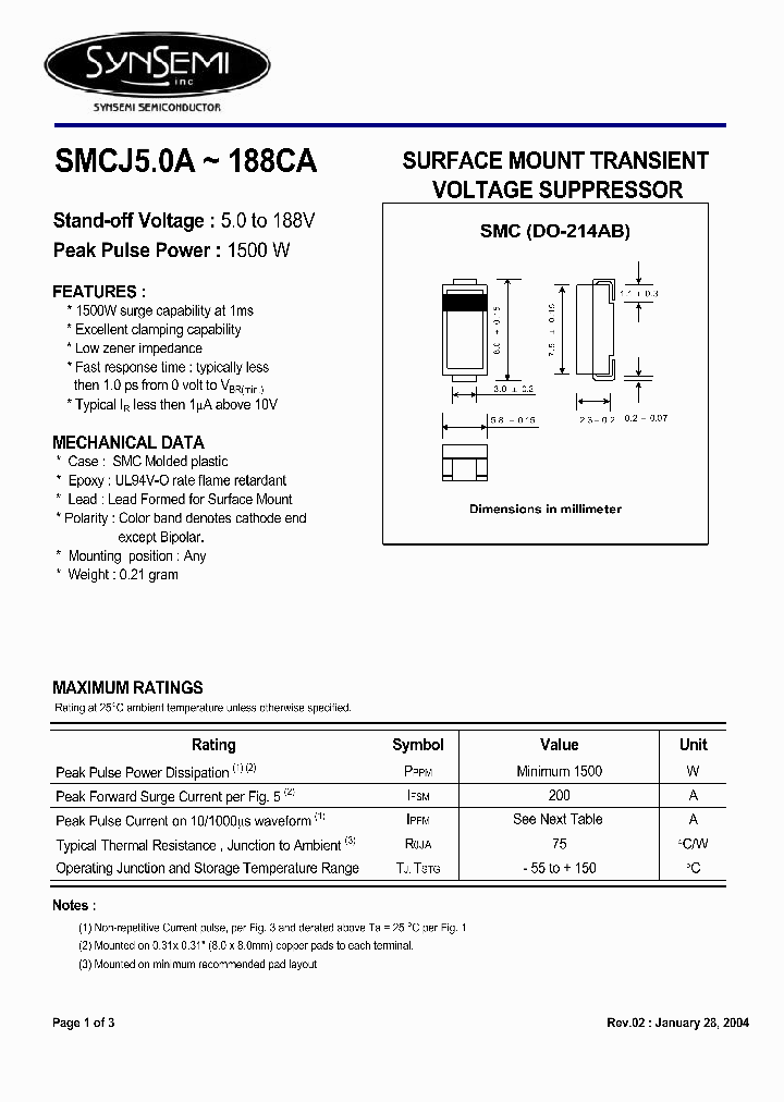 SMCJ33CA_4631299.PDF Datasheet