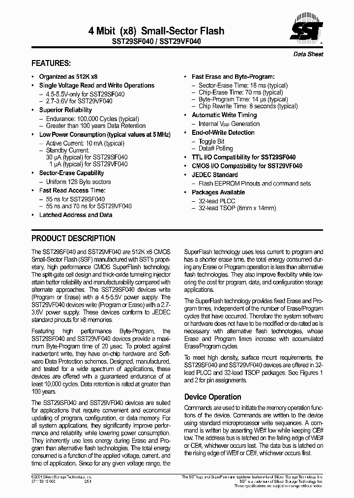 SST29VF040-70-4C-NHE_4699341.PDF Datasheet