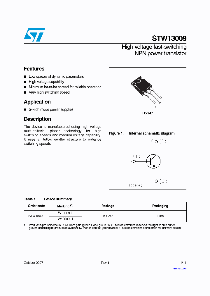 STW13009_4415254.PDF Datasheet