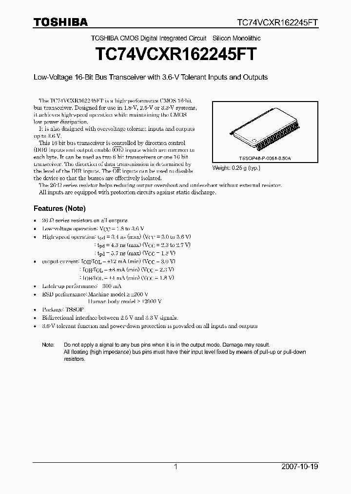 TC74VCXR162245FT07_4237557.PDF Datasheet