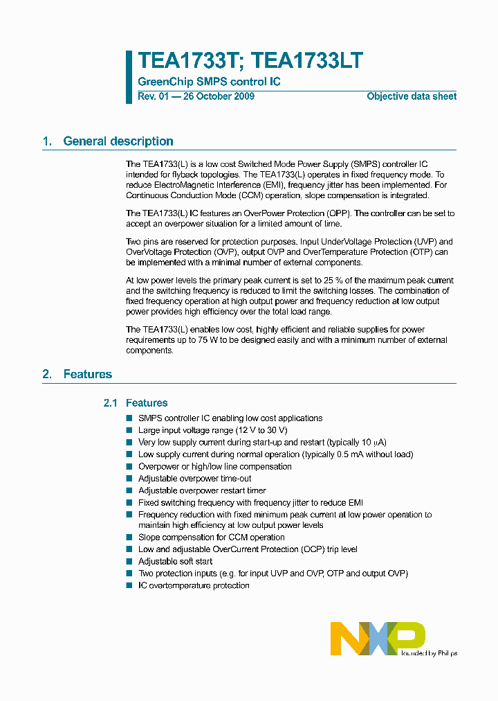 TEA1733LT_4530136.PDF Datasheet