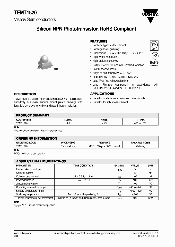 TEMT1520_4302356.PDF Datasheet