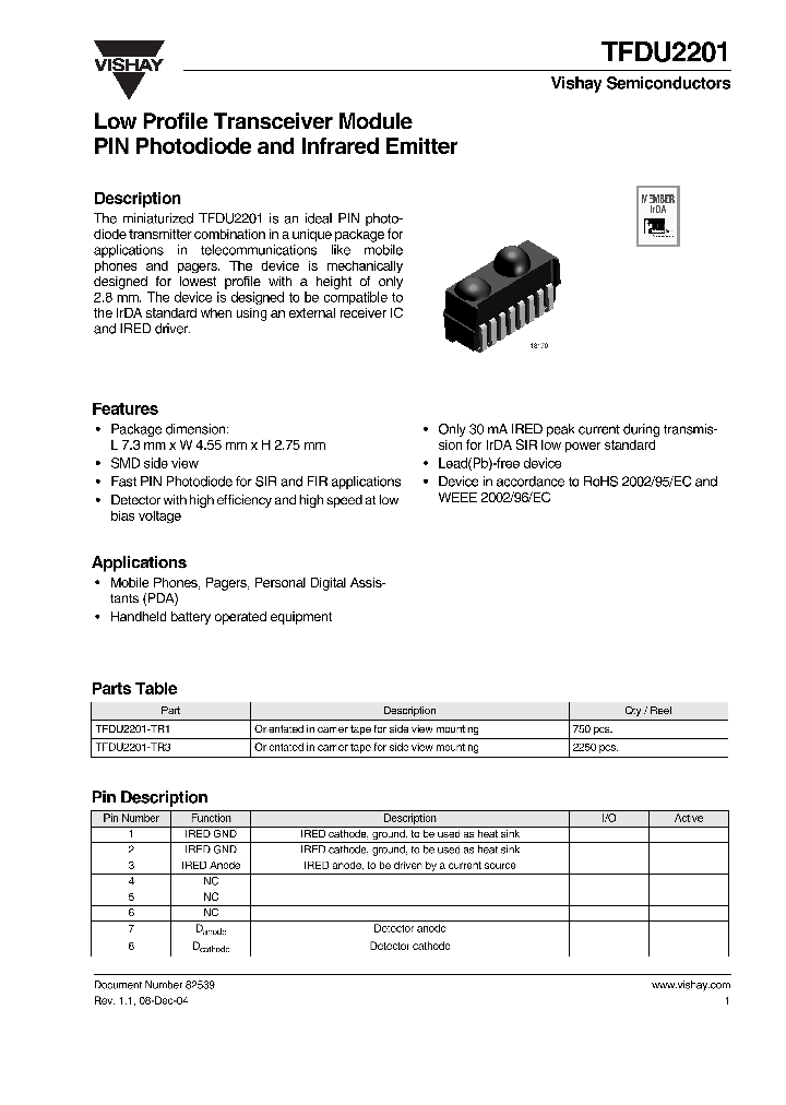 TFDU2201_4790669.PDF Datasheet