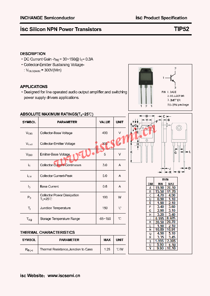 TIP52_4591436.PDF Datasheet