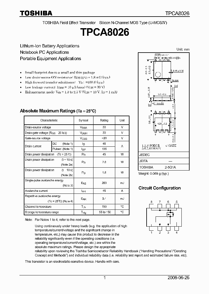 TPCA8026_4556145.PDF Datasheet