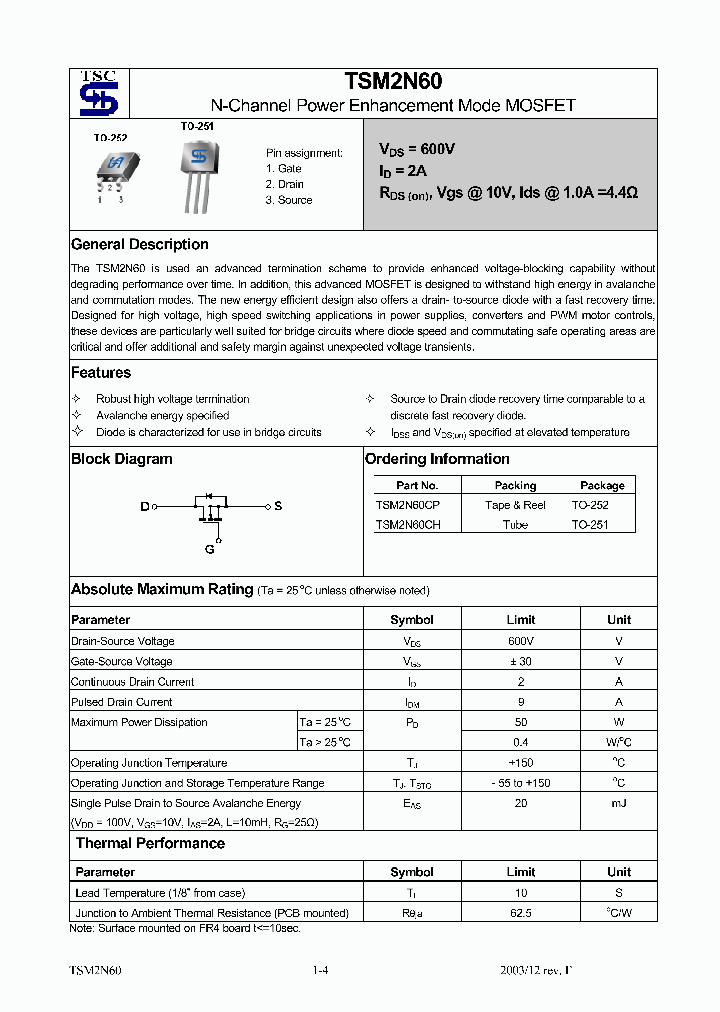 TSM2N60CH_4600665.PDF Datasheet