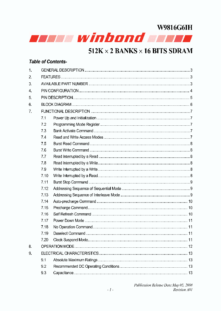 W9816G6IH_4626117.PDF Datasheet