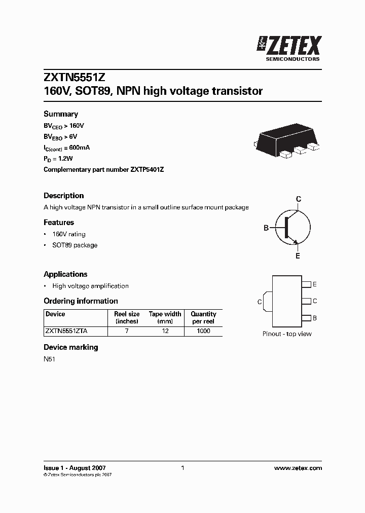 ZXTN5551Z_4788853.PDF Datasheet