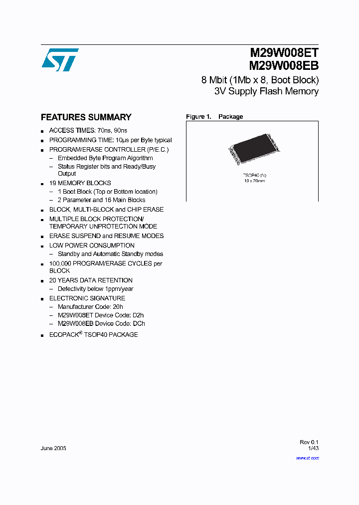 M29W008EB_989300.PDF Datasheet