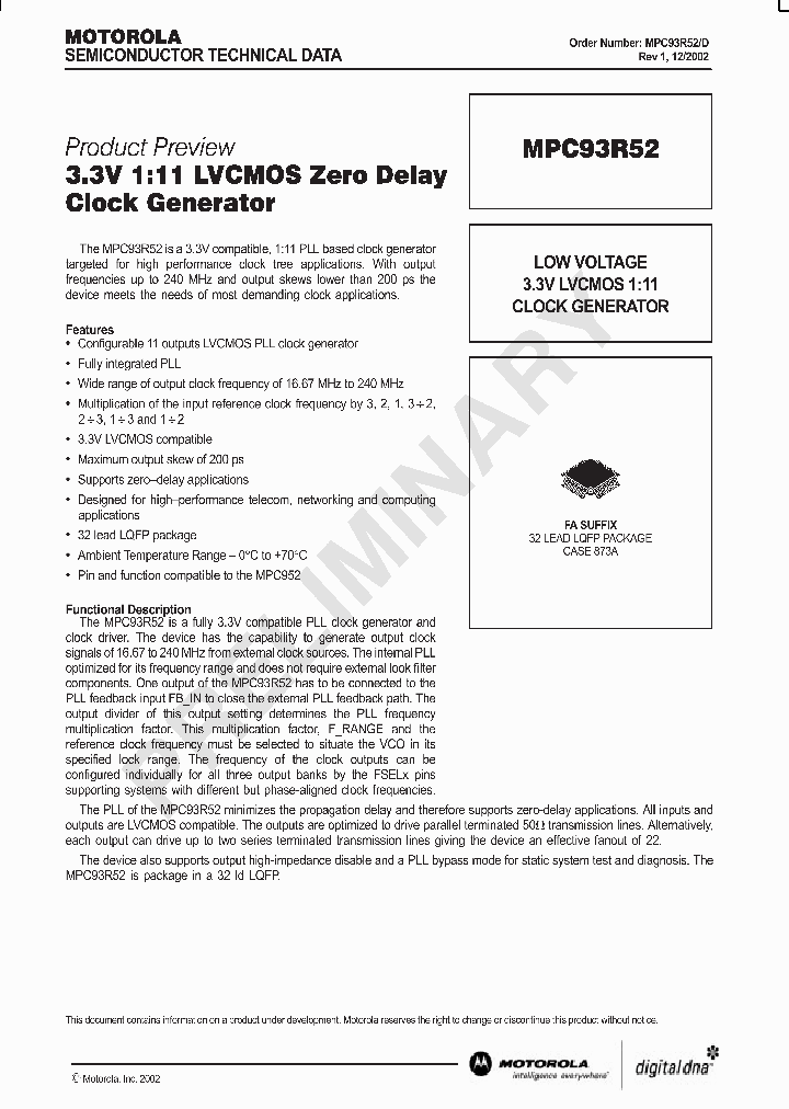 MPC93R52_991827.PDF Datasheet