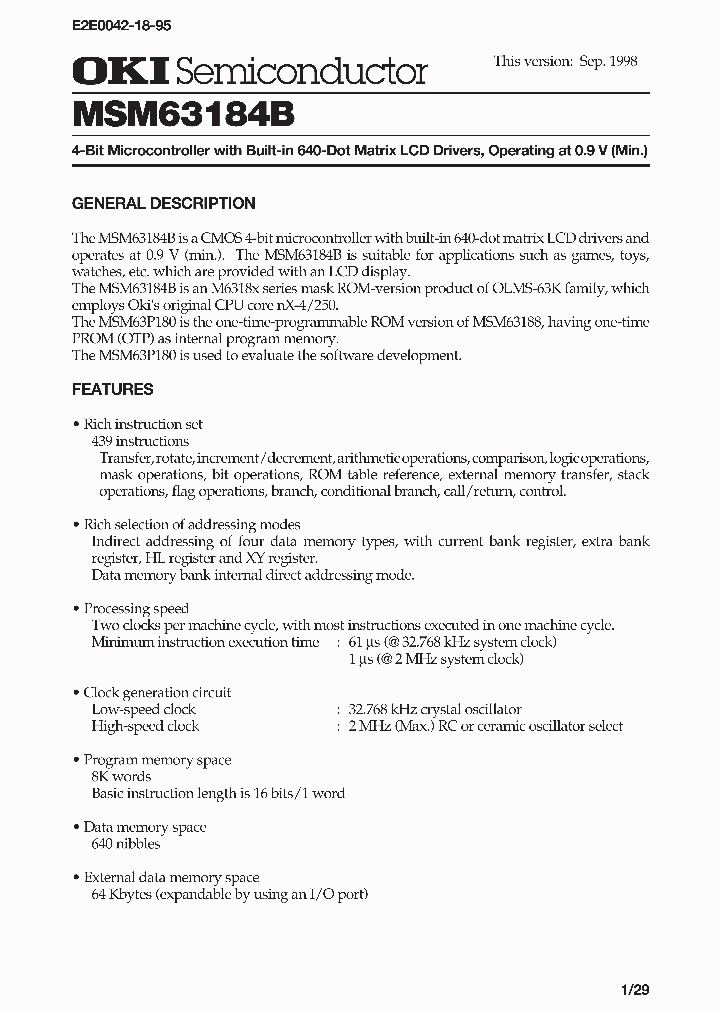 MSM63184B_992415.PDF Datasheet
