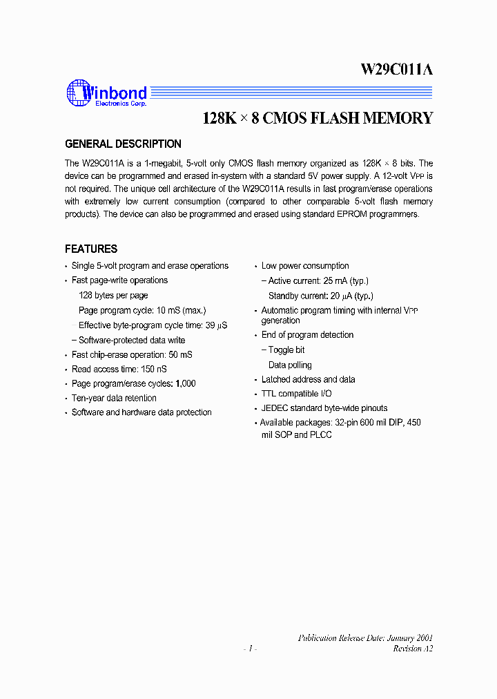 W29C011A_1007311.PDF Datasheet