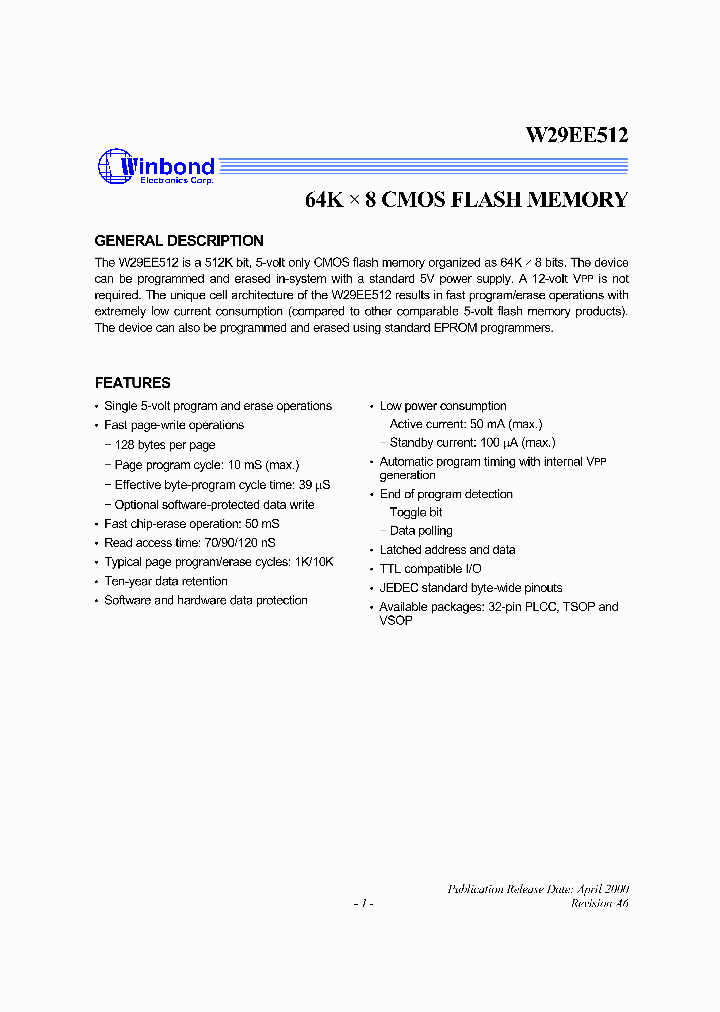 W29EE512_1007315.PDF Datasheet