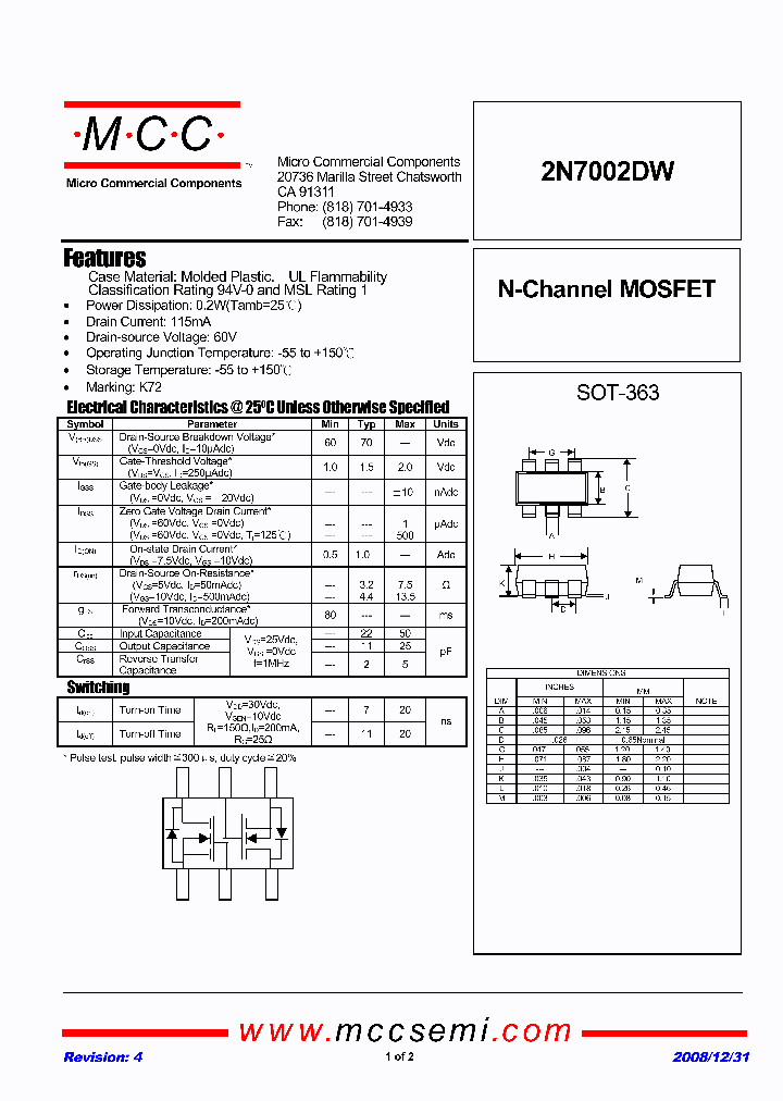 2N7002DW-TP_4948425.PDF Datasheet