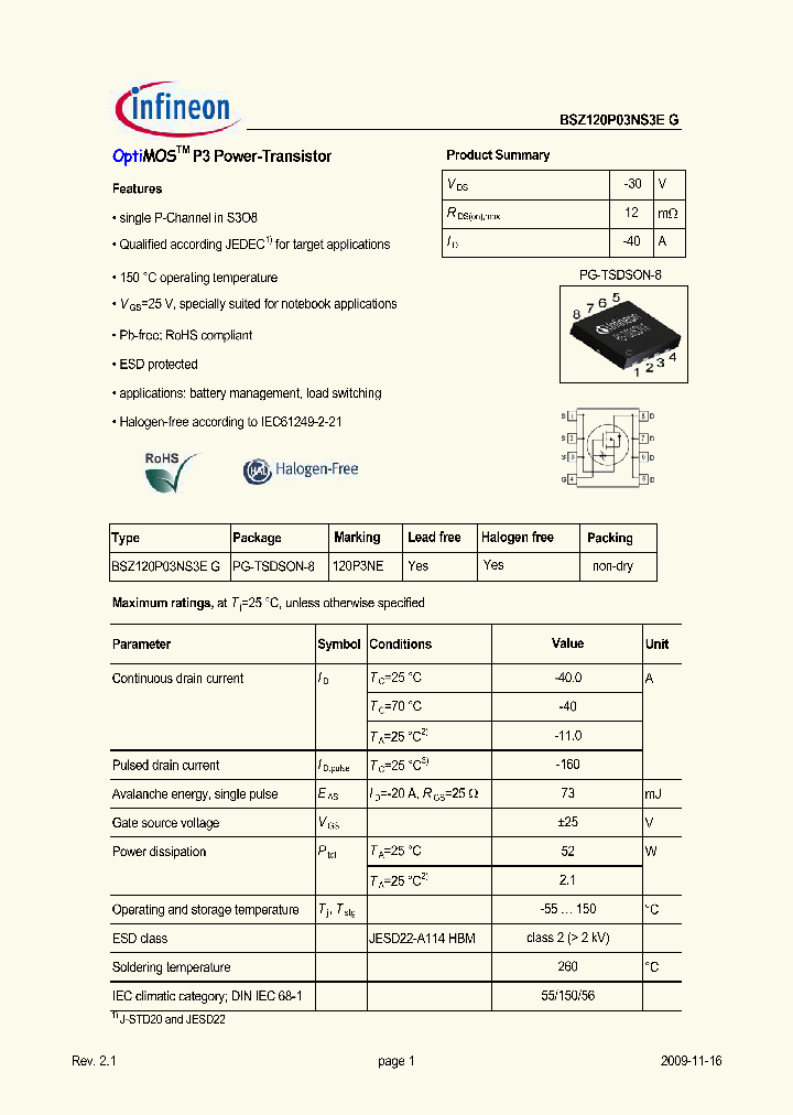 BSZ120P03NS3EG_4959742.PDF Datasheet