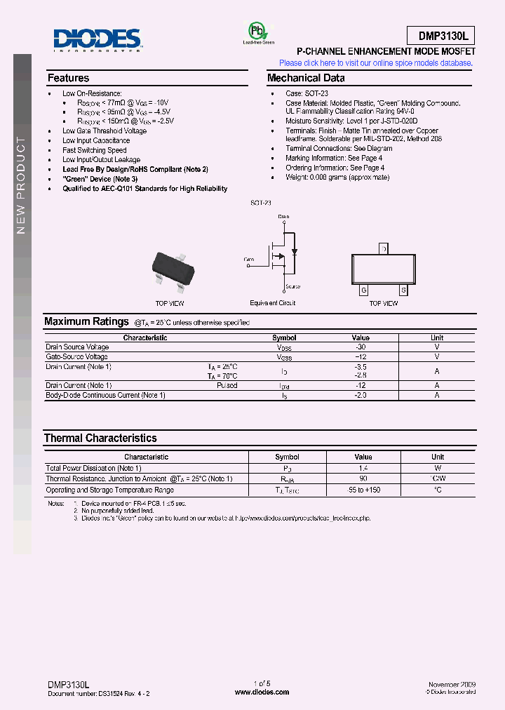 DMP3130L-7_4961306.PDF Datasheet