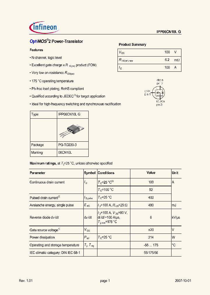 IPP06CN10LG_4972436.PDF Datasheet