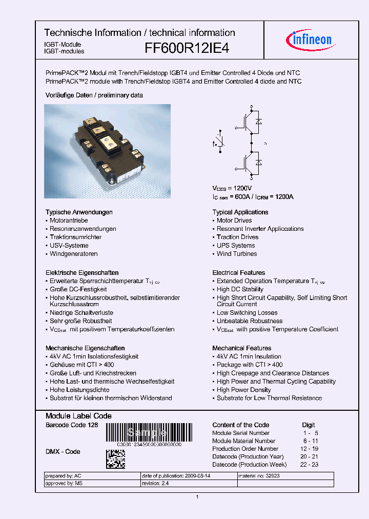 FF600R12IE4_4973273.PDF Datasheet