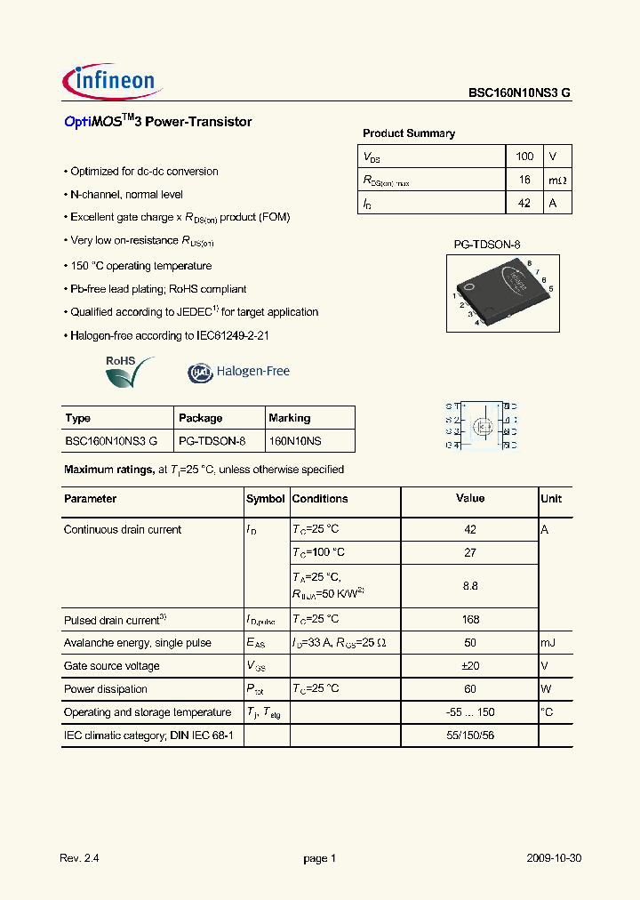 BSC160N10NS3G_4978205.PDF Datasheet