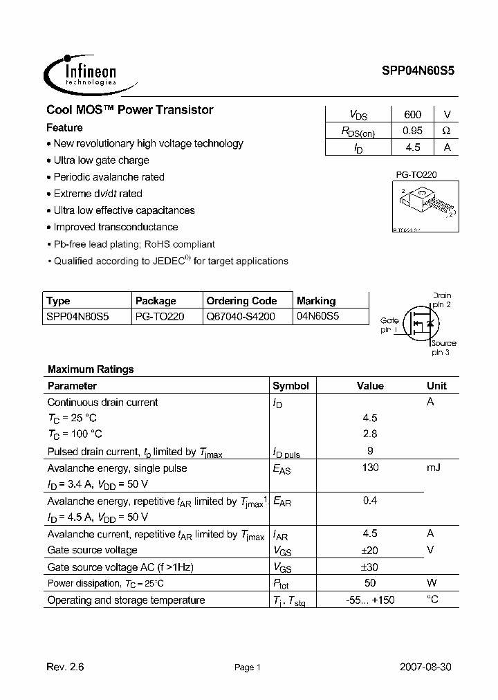 SPP04N60S5_4988100.PDF Datasheet