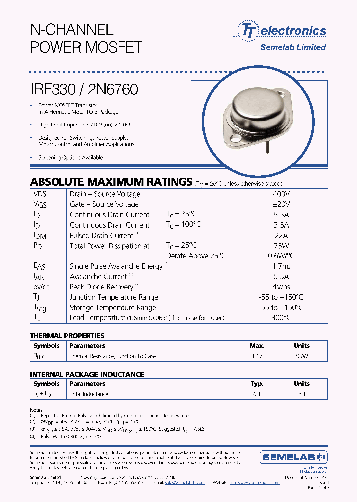 IRF330_4999834.PDF Datasheet