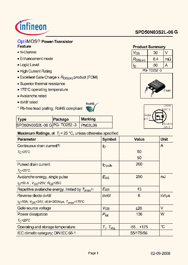 SPD50N03S2L_5010494.PDF Datasheet