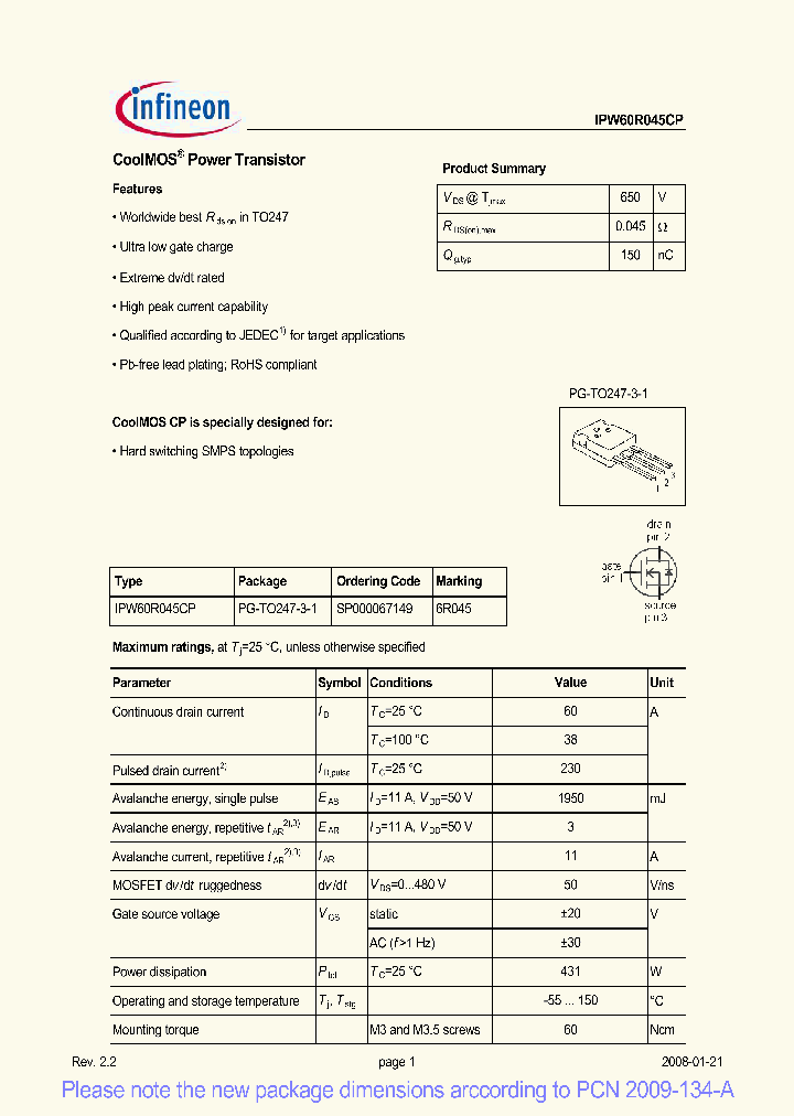 IPW60R045CP_5018274.PDF Datasheet