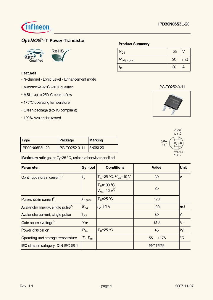 IPD30N06S3L-20_5037506.PDF Datasheet