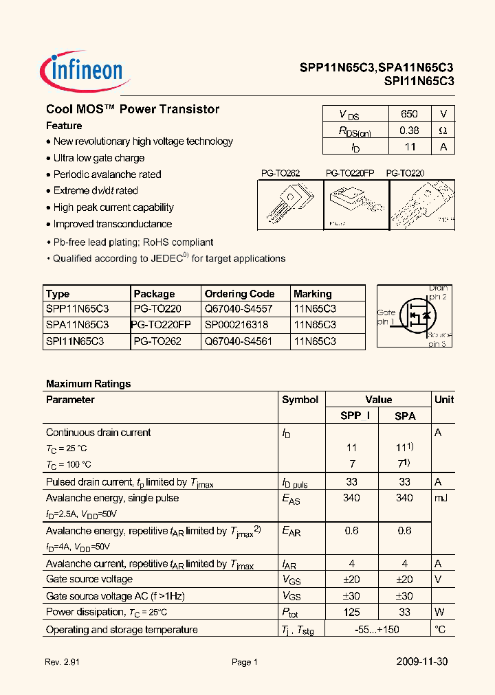 SPP11N65C3_5045949.PDF Datasheet