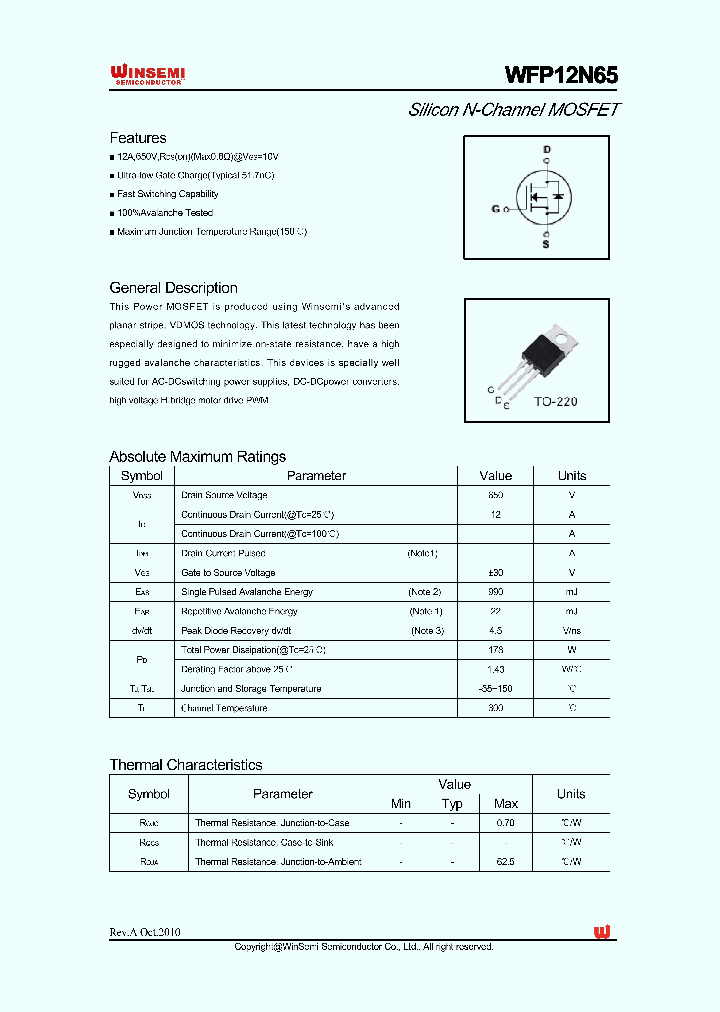 WFP12N65_5054657.PDF Datasheet