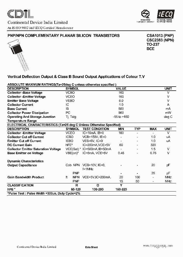 CSC2383_40516.PDF Datasheet