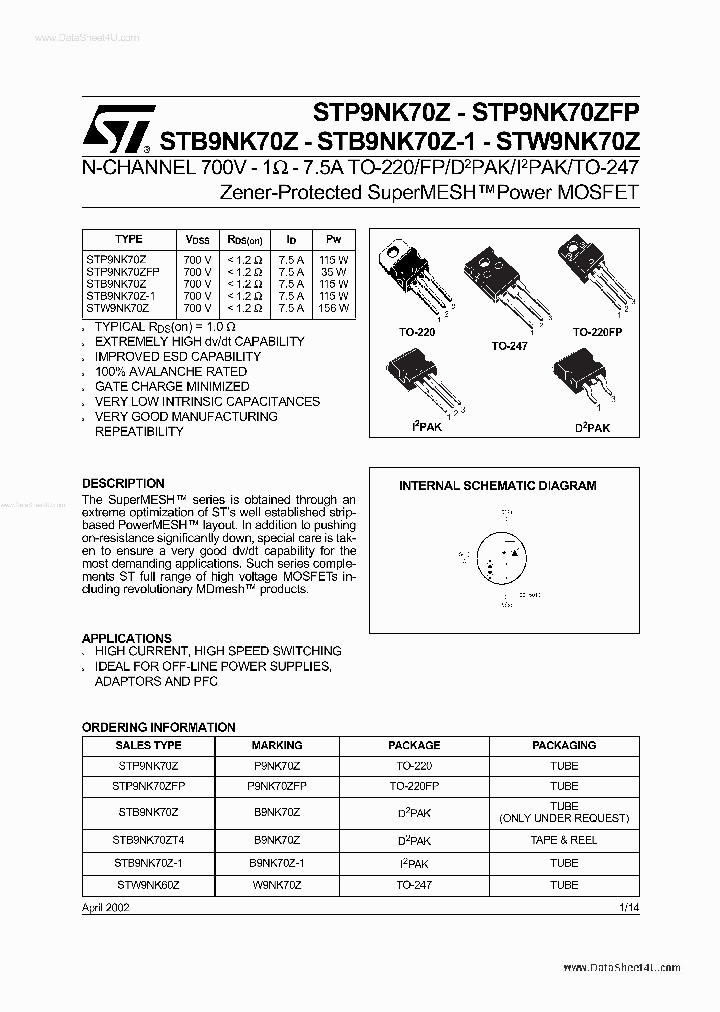 P9NK70ZFP_41133.PDF Datasheet