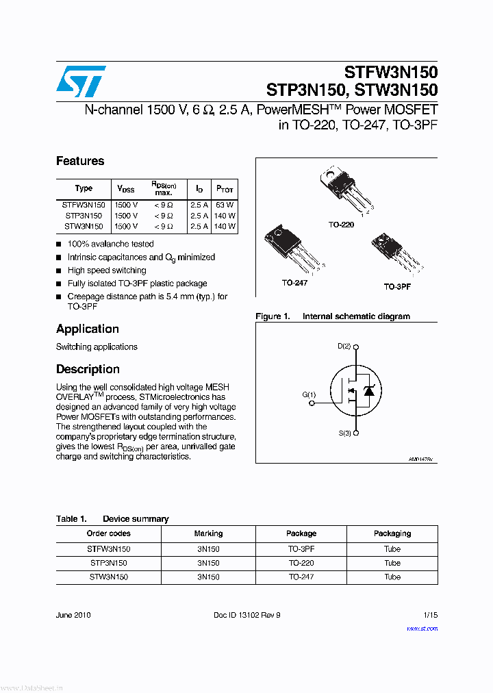 STW3N150_69855.PDF Datasheet