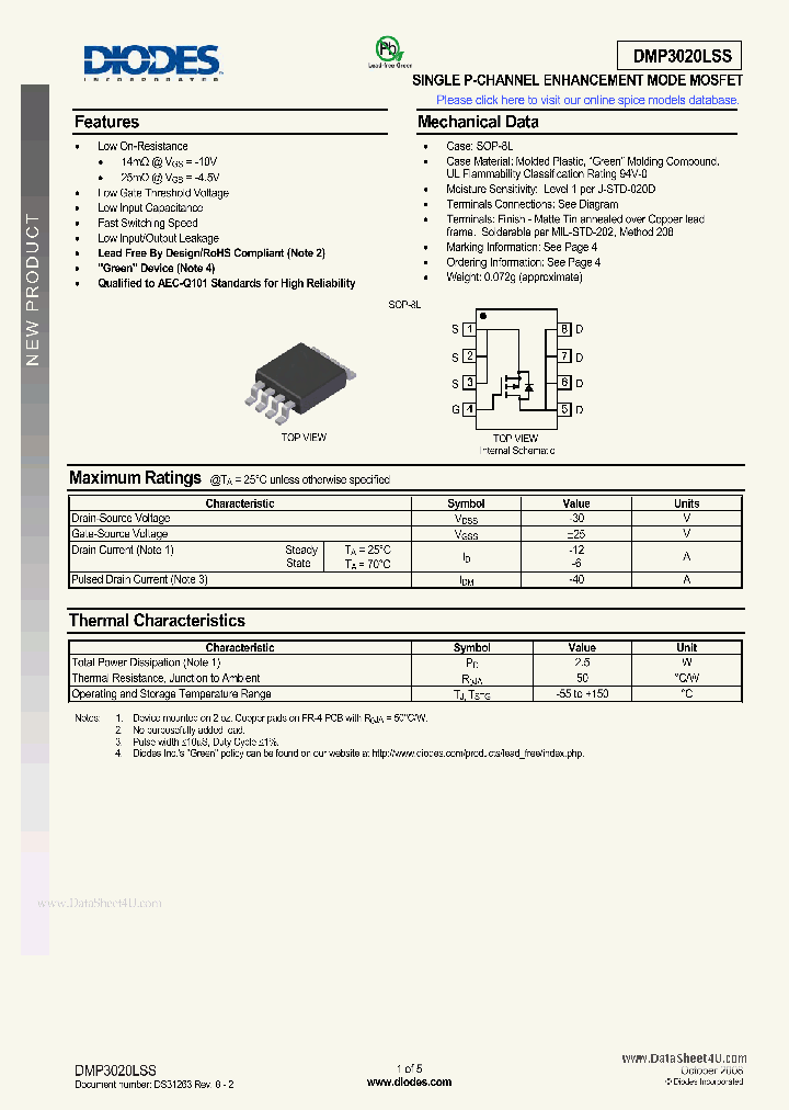 DMP3020LSS_70860.PDF Datasheet