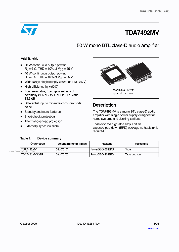 TDA7492MV_71924.PDF Datasheet