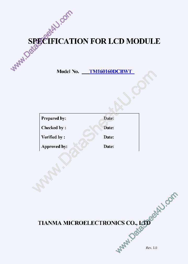 TM160160DCBWTSPEC_82892.PDF Datasheet