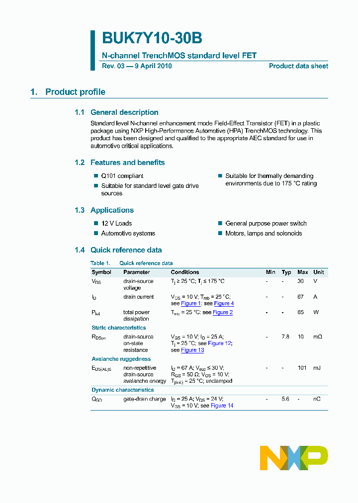 BUK7Y10-30B_88881.PDF Datasheet