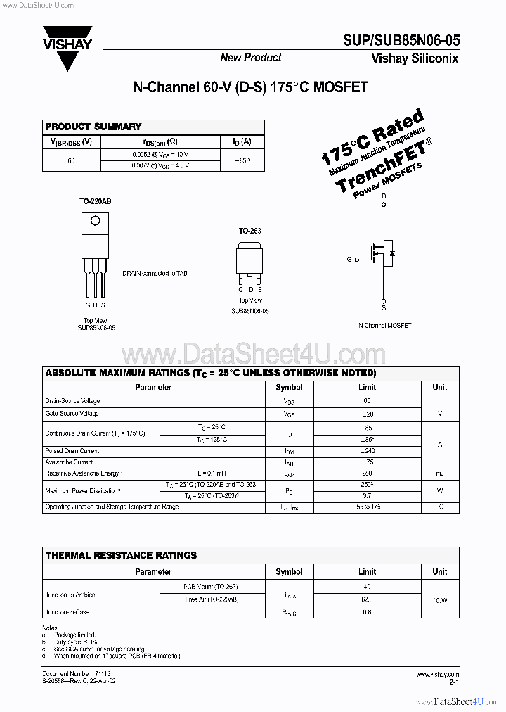 SUB85N06-05_136044.PDF Datasheet